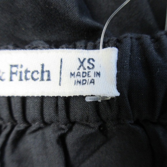 Abercrombie Fitch Mini Dress XS Black NEW Puff Sleeve Smocked Babydoll Chic 266 - Picture 6 of 15